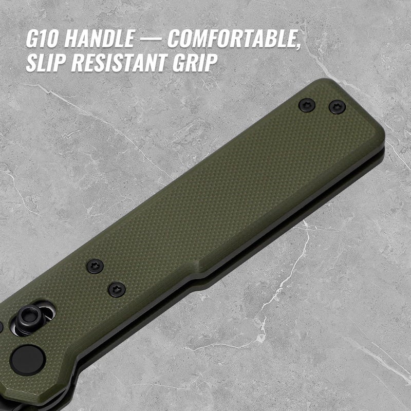 TACRAY Tarcus Folding Pocket Knife, 3.5" D2 Steel DLC Blade G10 Handle, Lightweight EDC Knife with Crossbar Lock for Men and Women, Ideal for Camping, Hiking, and Survival - Image 4